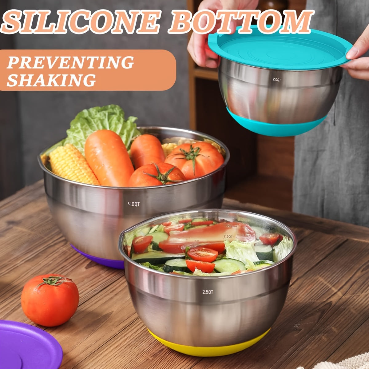 Stainless Steel Mixing Bowls Set with Lids