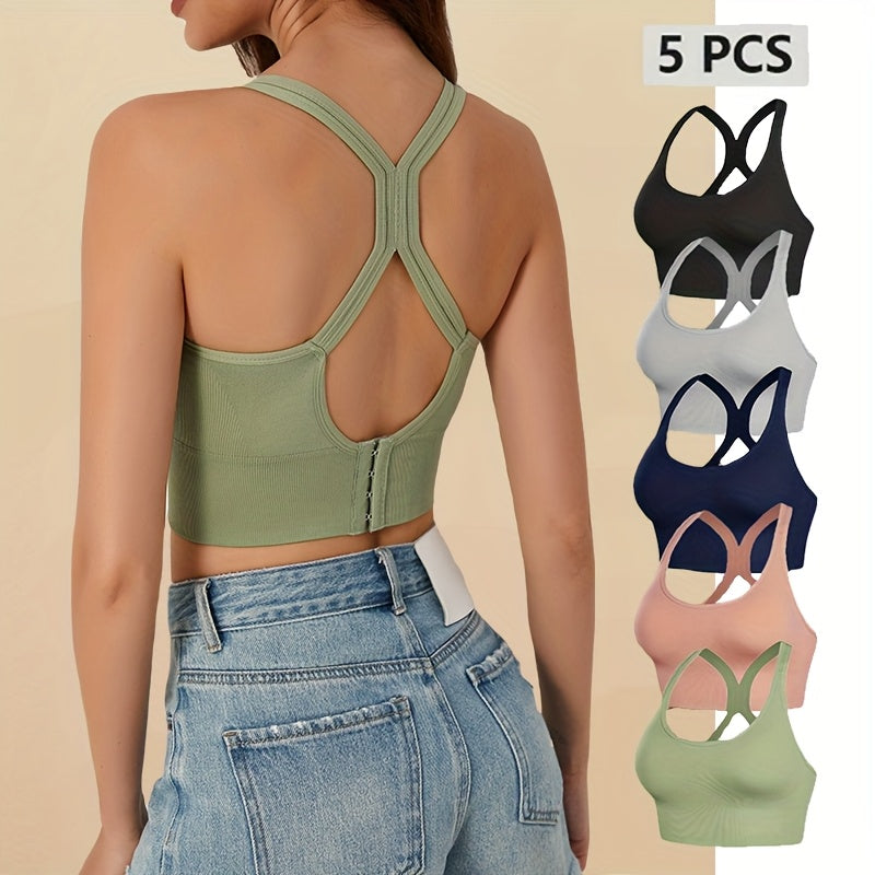 Wireless Sports Bras Set with Removable Pads