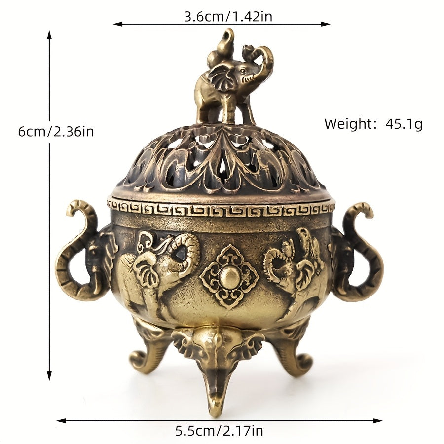 Elegant Metal Elephant Incense Burner Decor