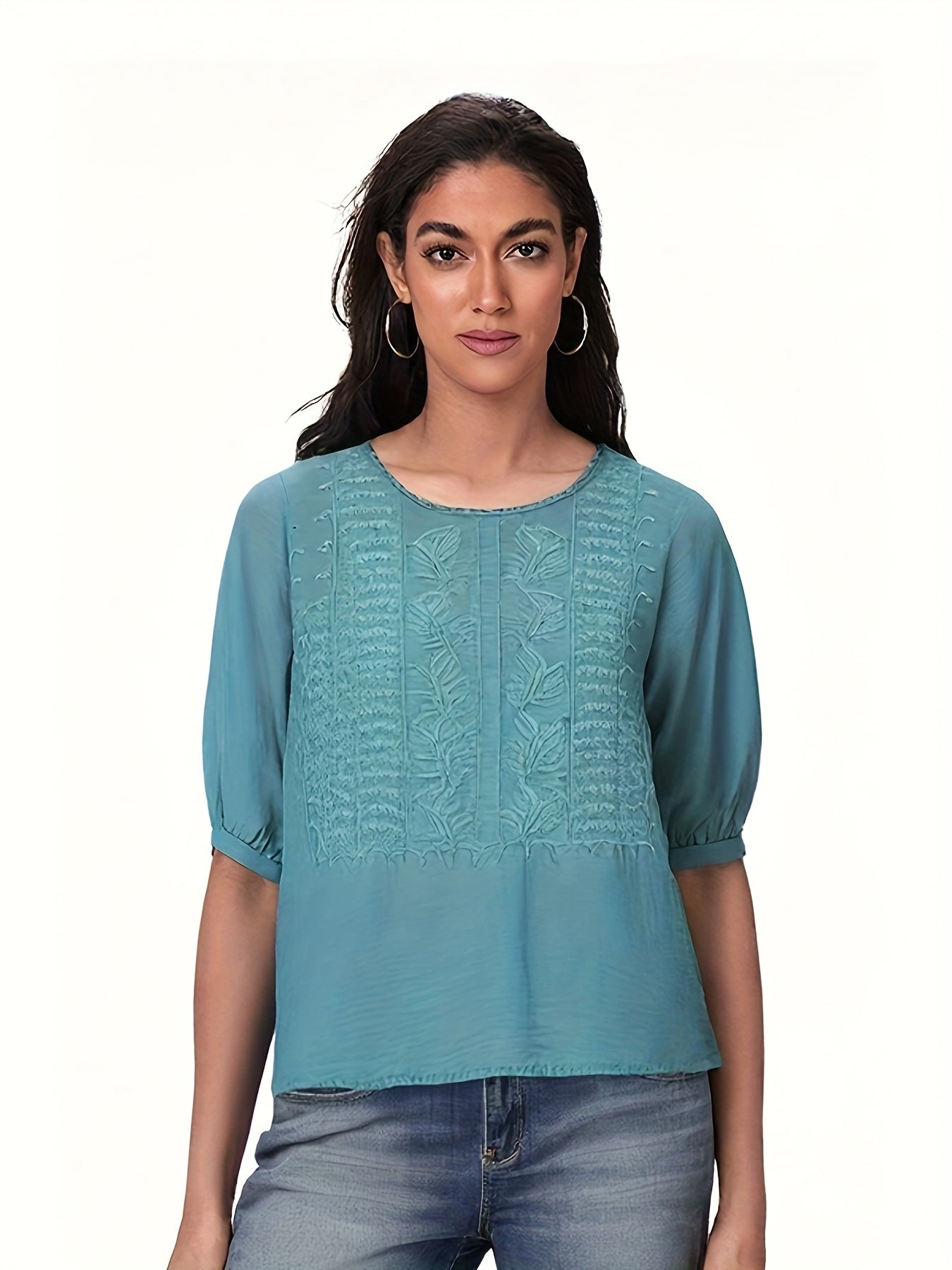 Embroidered Women's Summer T-Shirt Blouse