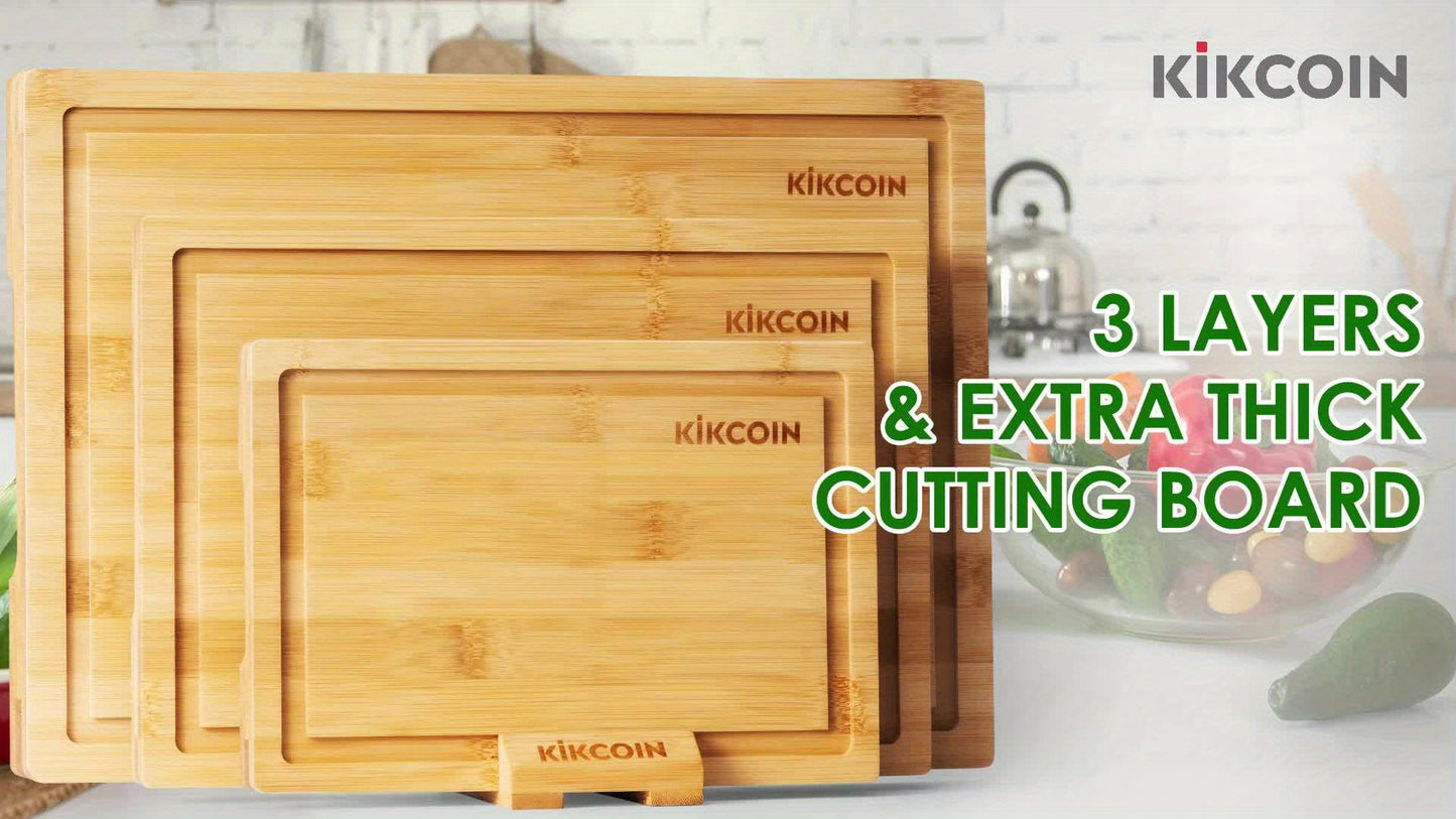 Bamboo Cutting Board Set with Rack
