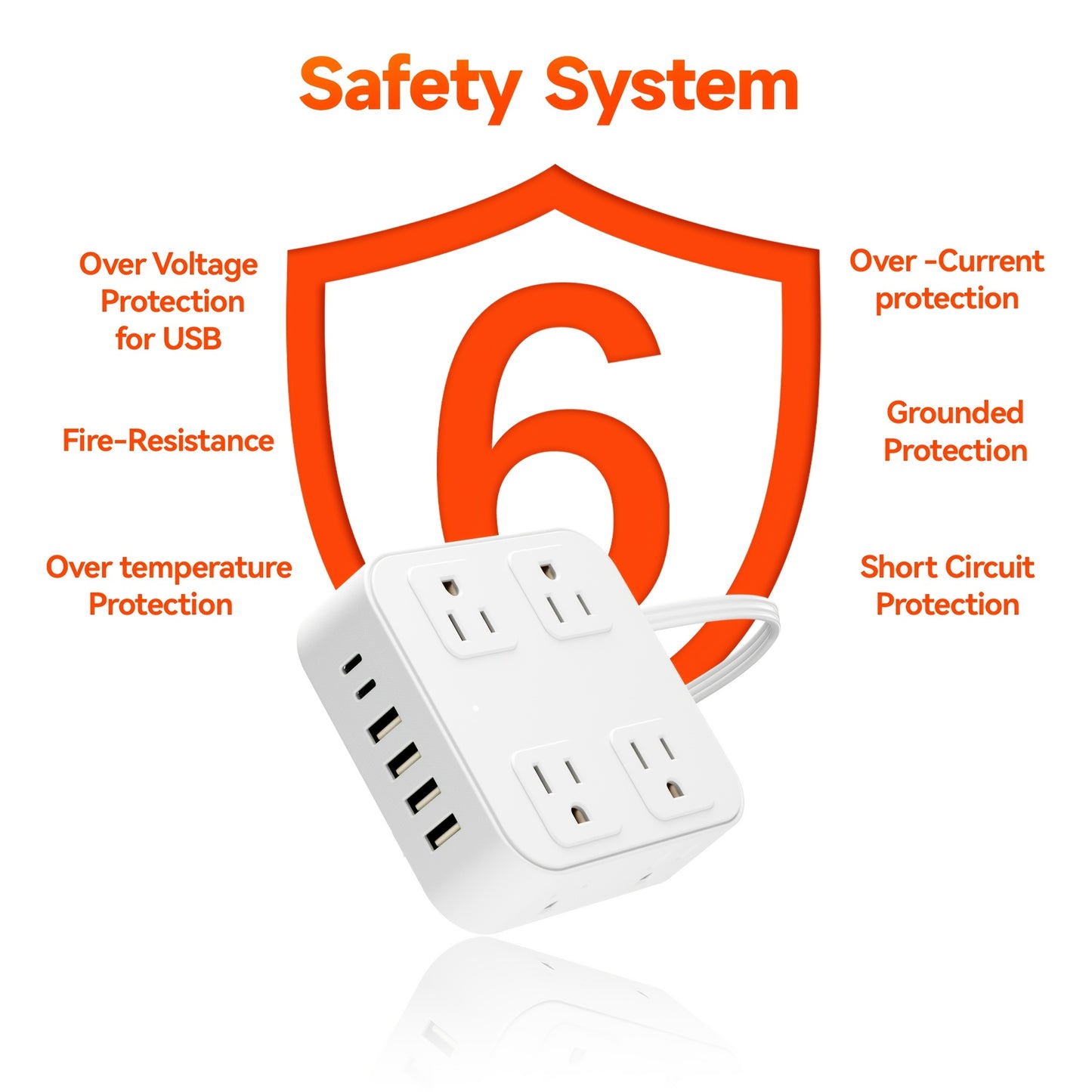 Compact Power Strip with USB Charging Ports