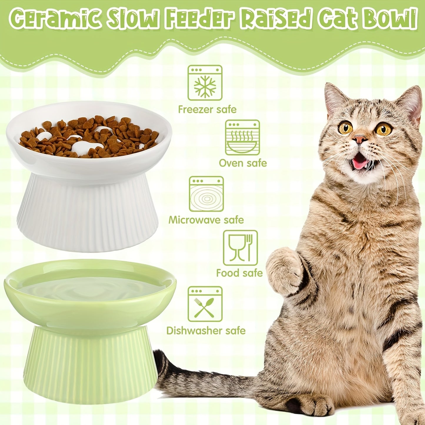 Ceramic Elevated Cat Bowls Set of Two