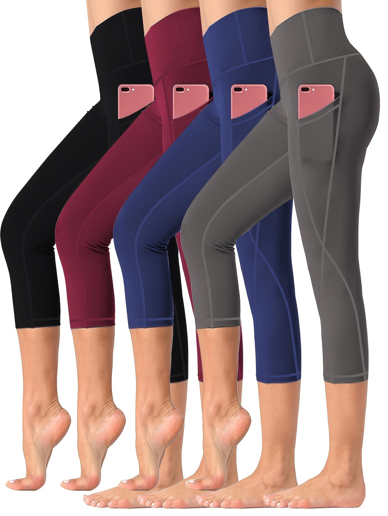 High-Waisted Yoga Capris with Pockets