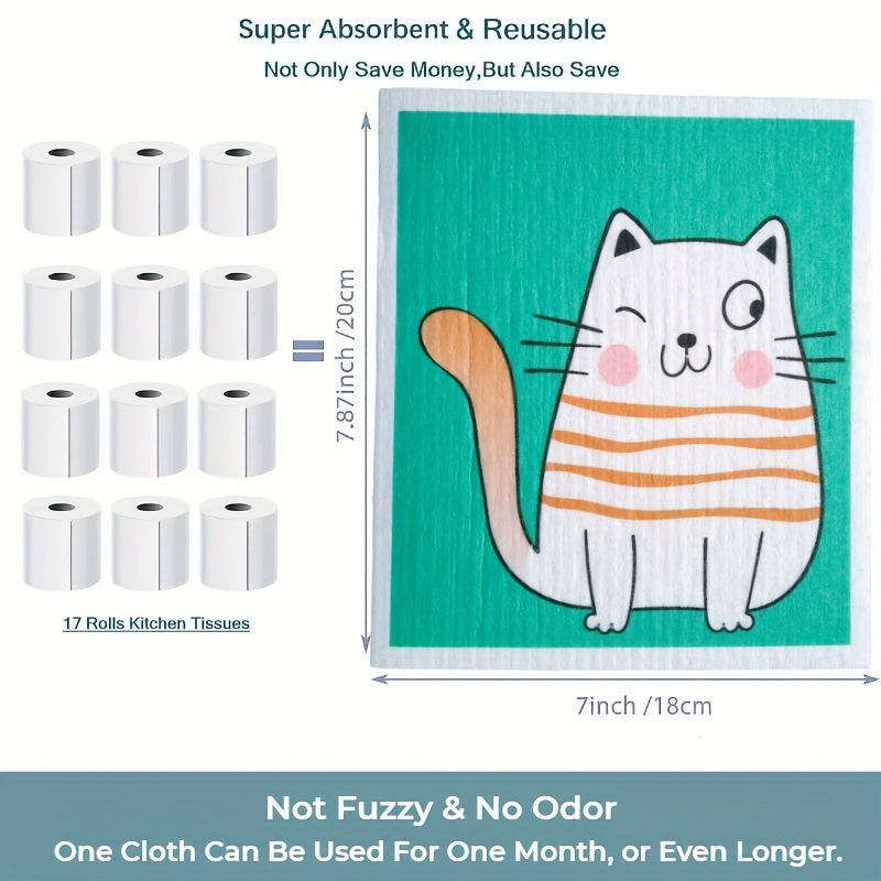 Swedish Dishcloths 6 Pack Reusable Kitchen Towels