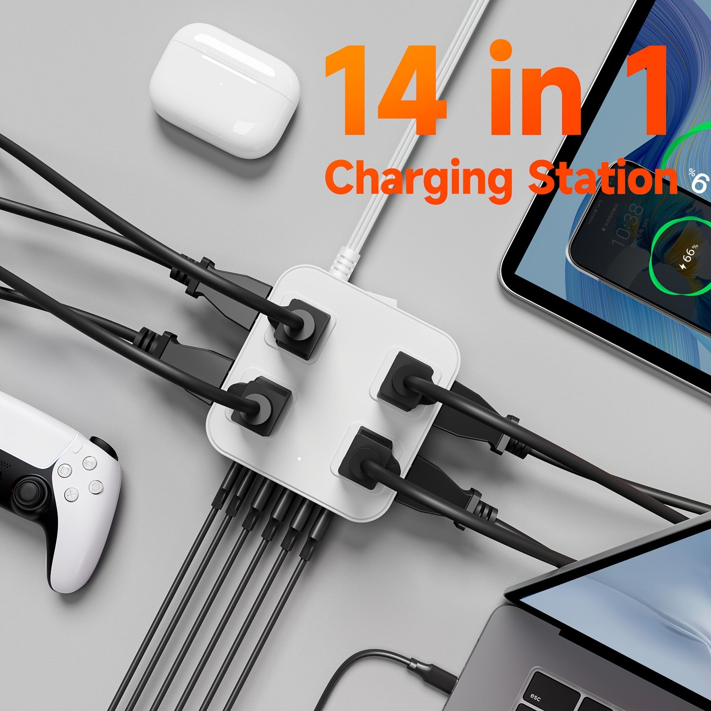 Compact Power Strip with USB Charging Ports