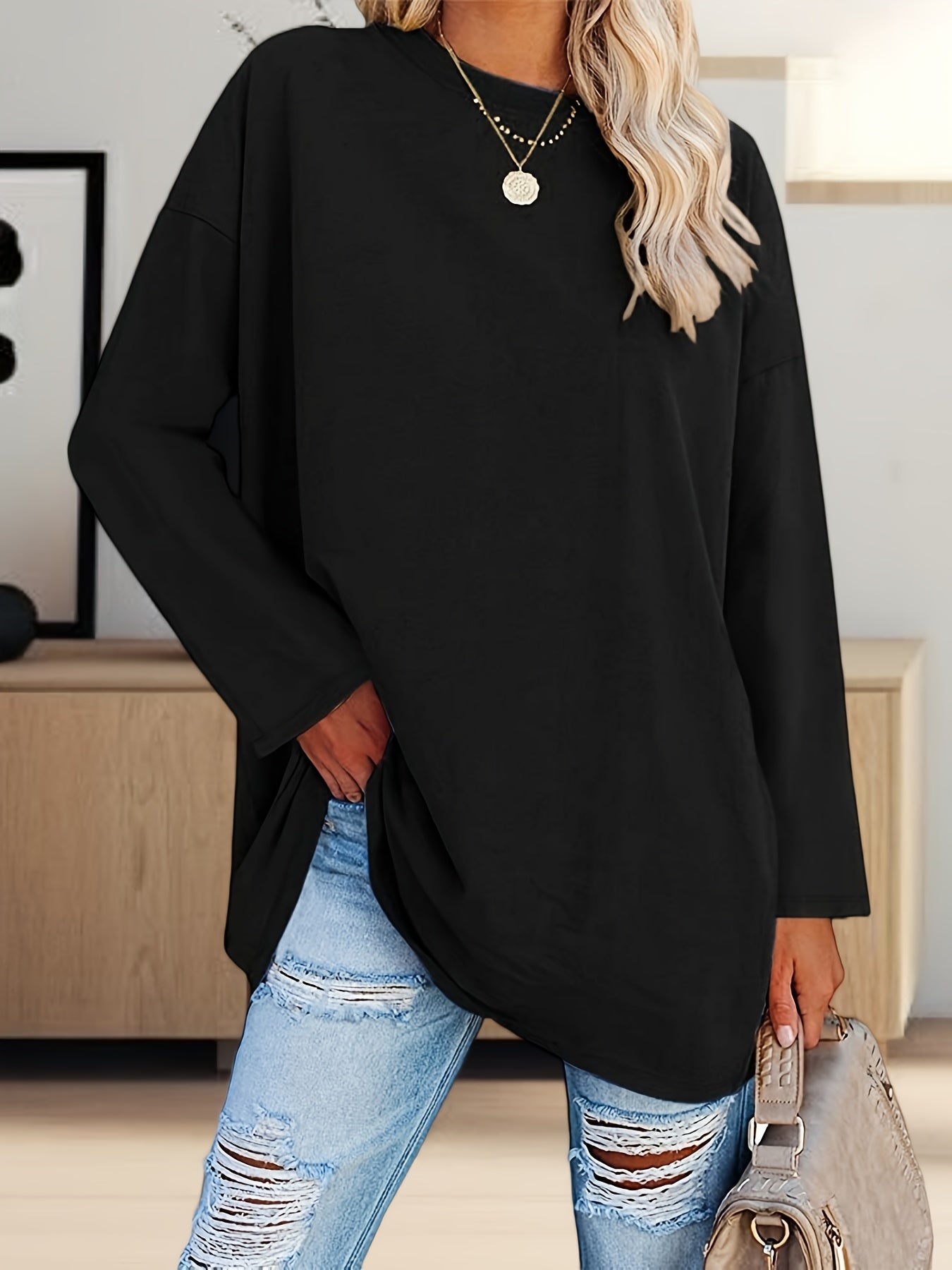 Women's Oversized Long Sleeve Tunic Tee