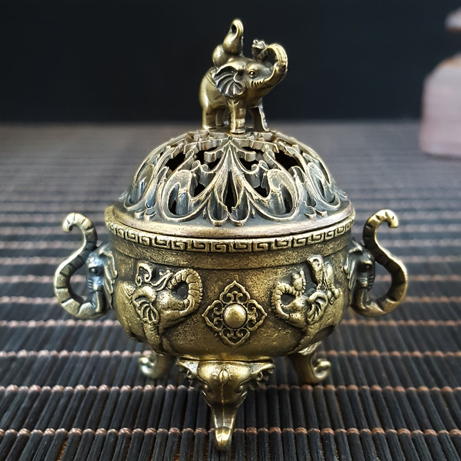 Elegant Metal Elephant Incense Burner Decor