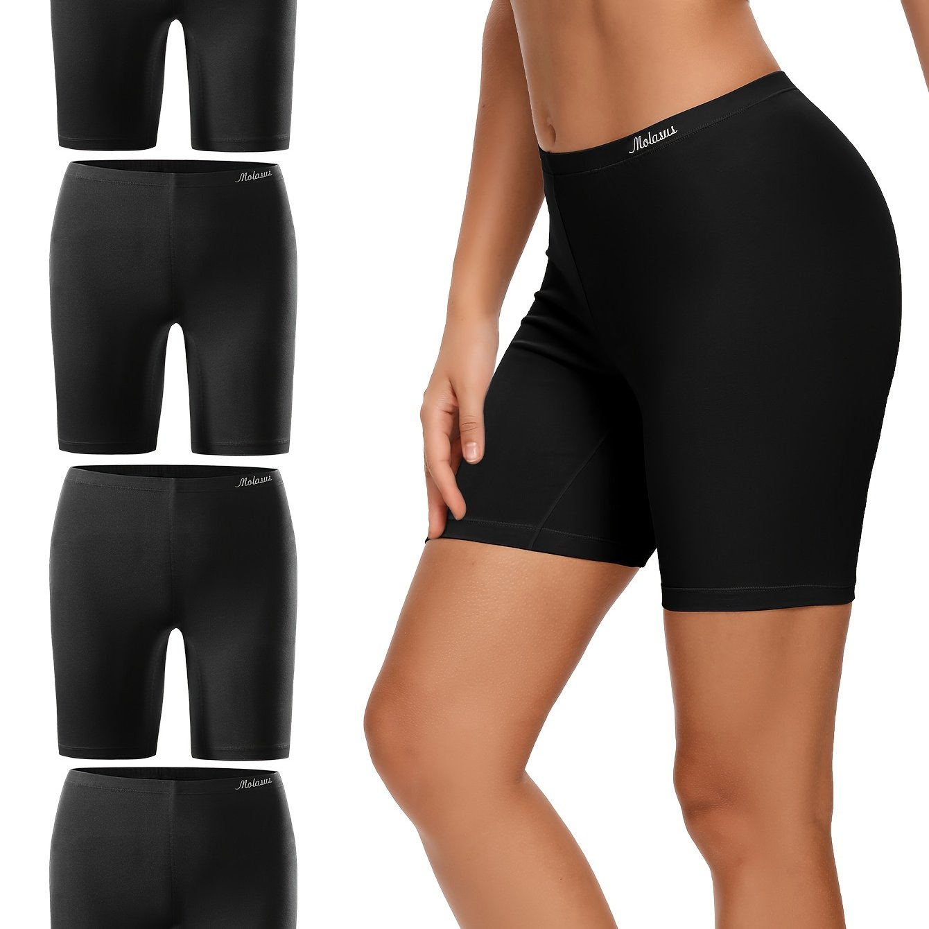 Molasus Women's Cotton Boxer Shorts 4 Pack