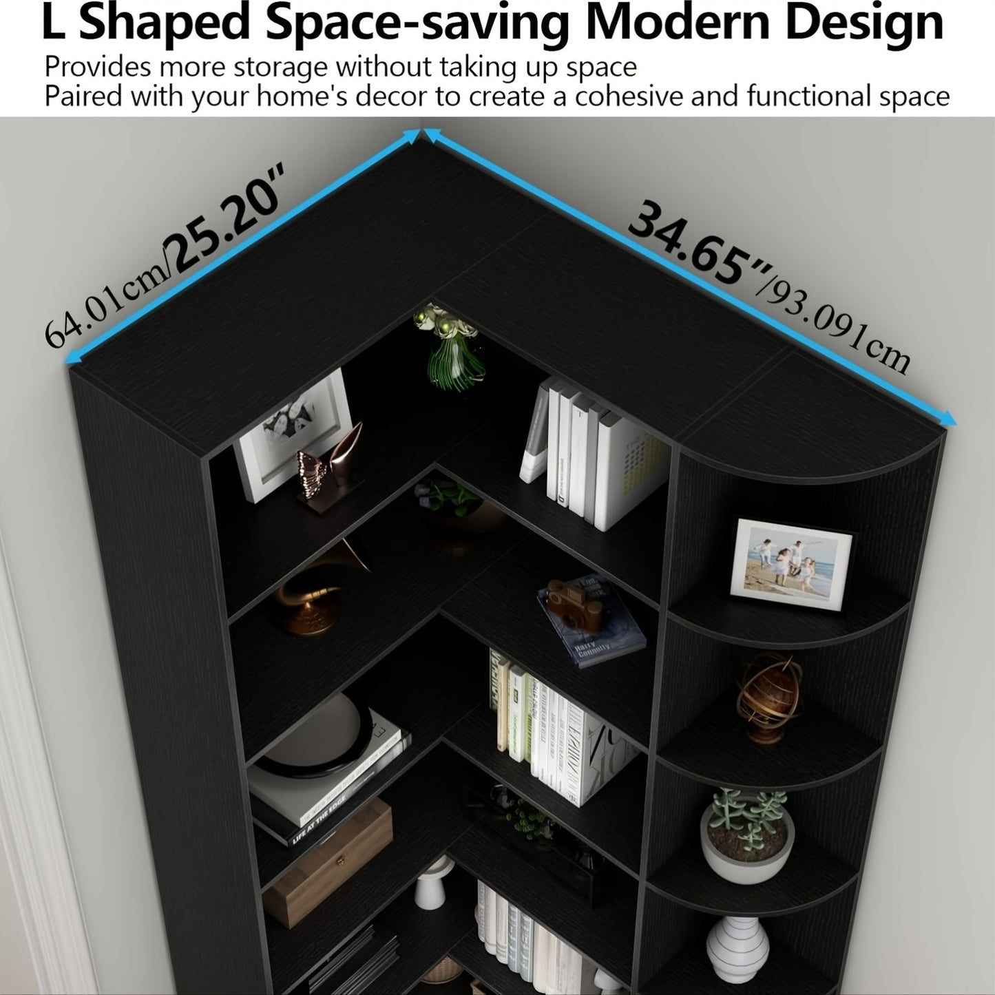 Stylish 71 Inch White Six Tier Bookshelf