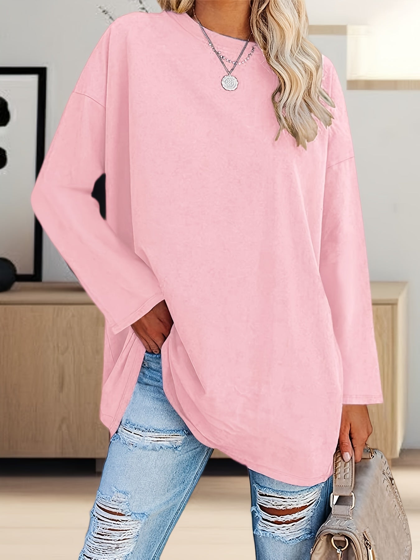 Women's Oversized Long Sleeve Tunic Tee