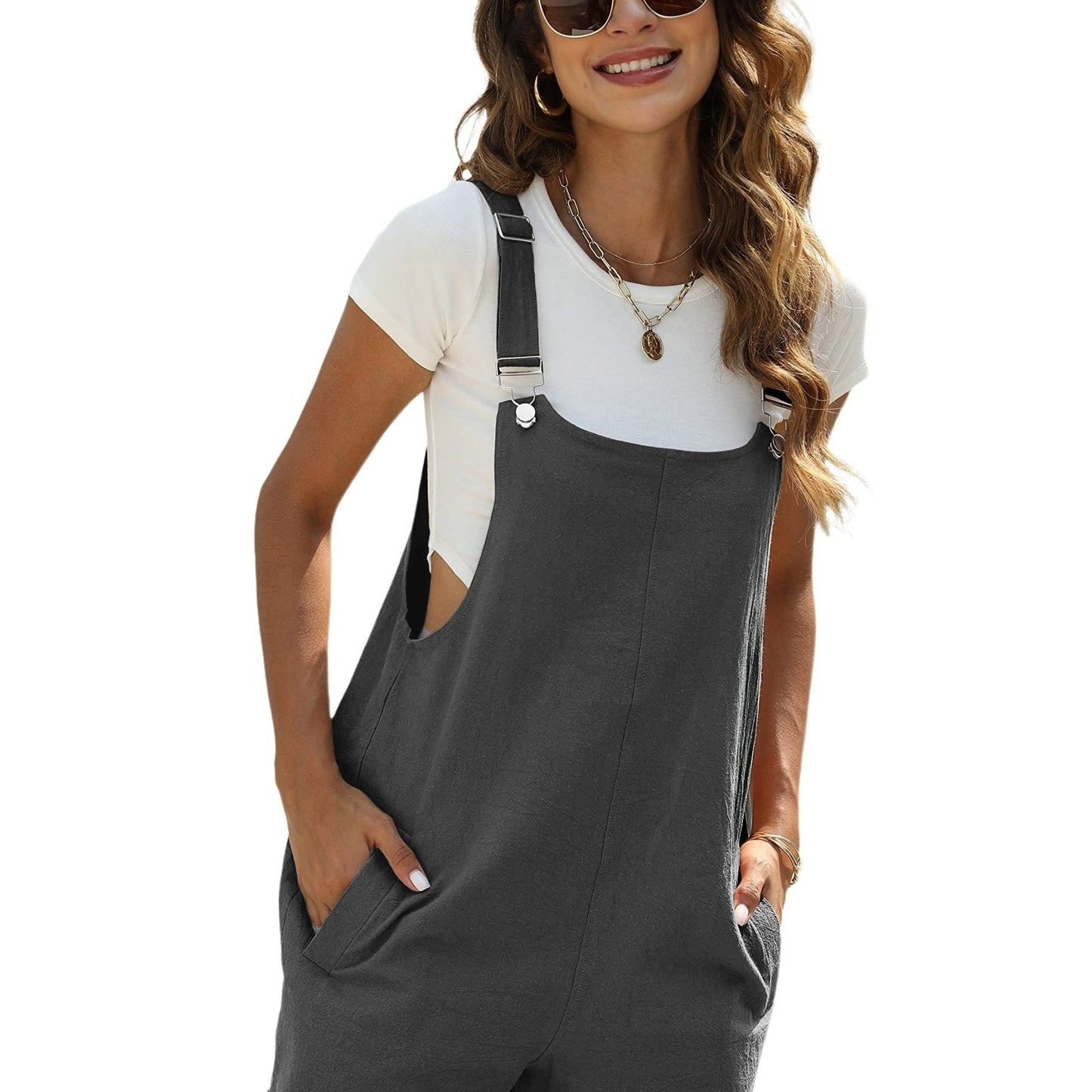 Comfy Linen Sleeveless Jumpsuit with Pockets