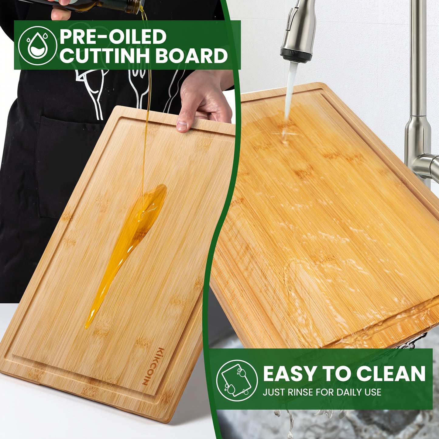 Bamboo Cutting Board Set with Rack