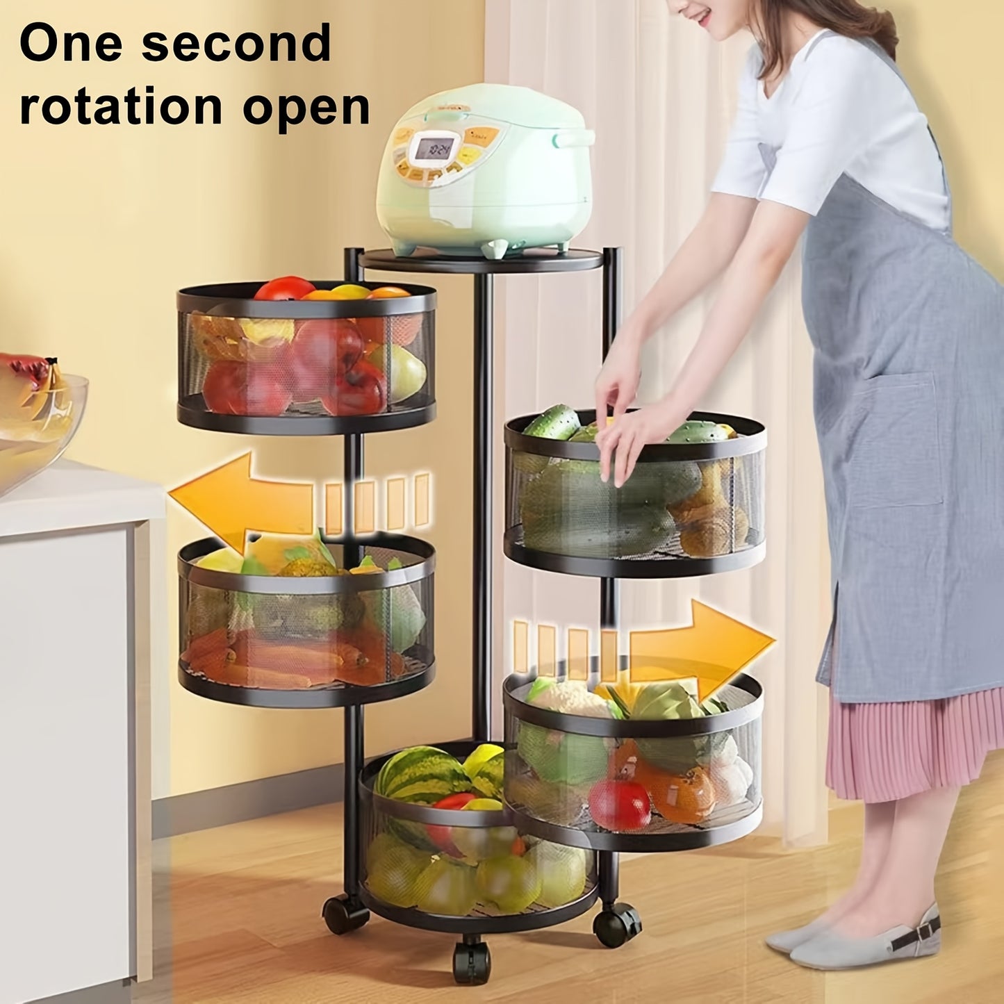 Metal Rotating Fruit And Vegetable Storage Rack