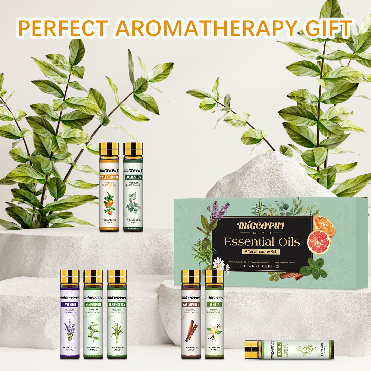 Diffuser Essential Oils for Large Room Wood Grain Cool Mist Air Humidifier Aroma Diffuser with 12 Pack Essential Oils 18.6 Ounce Essential Oil Diffuser with Remote Control Ultrasonic Oil Diffuser with Timer 7 Color Light