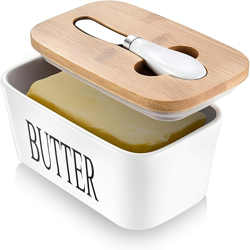 Ceramic Butter Dish With Bamboo Lid