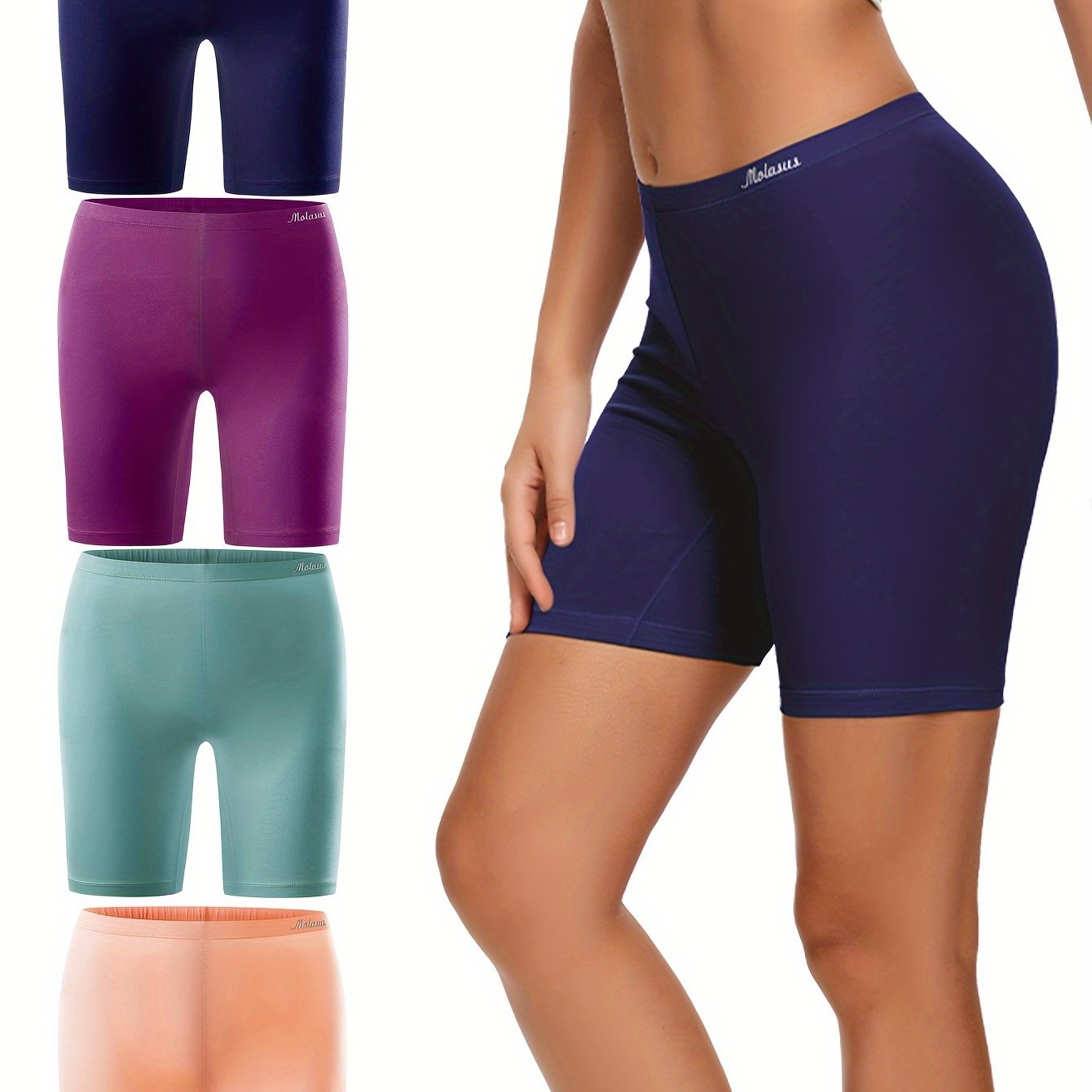 Molasus Women's Cotton Boxer Shorts 4 Pack