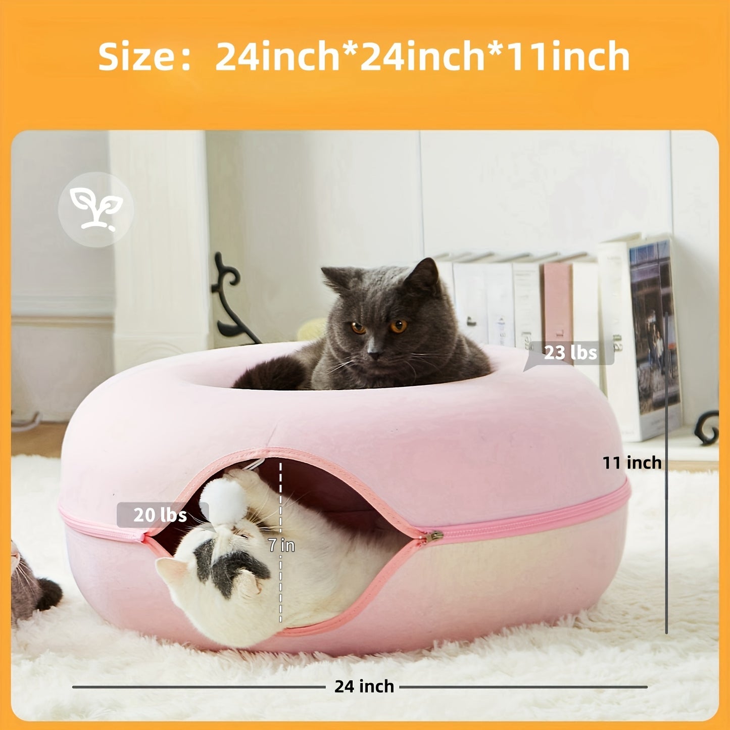 Peekaboo Cat Cave Donut Tunnel Bed