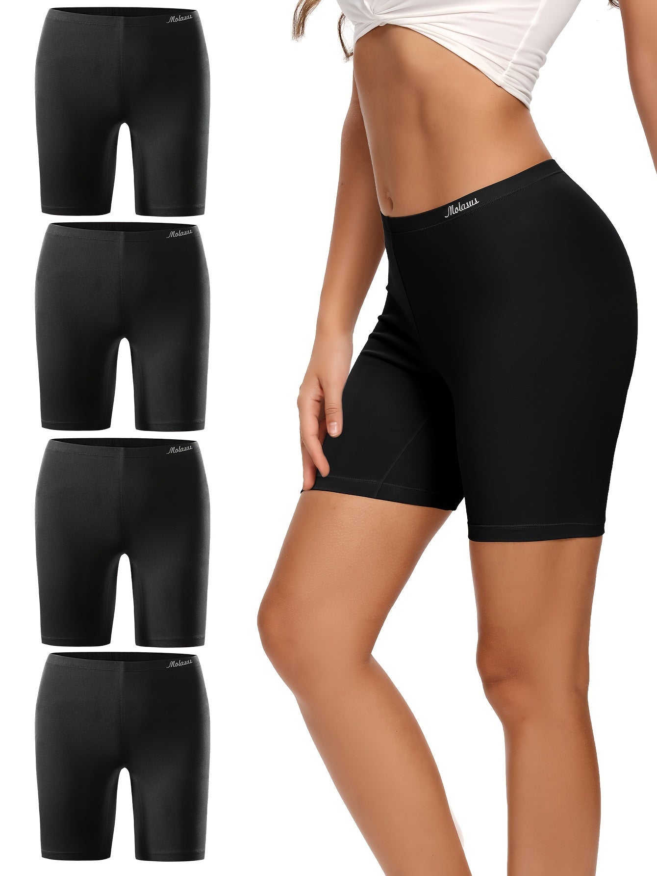 Molasus Women's Cotton Boxer Shorts 4 Pack