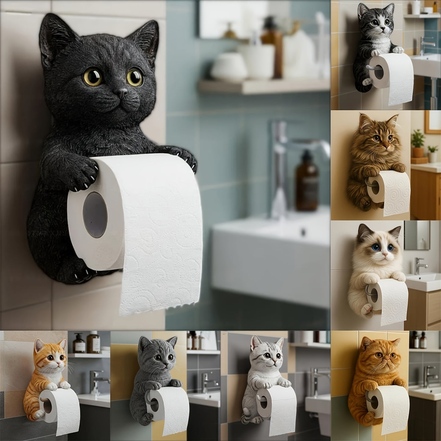 Cute Cat Toilet Paper Holder Decor