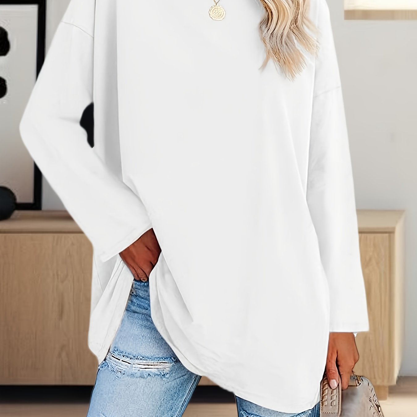 Women's Oversized Long Sleeve Tunic Tee