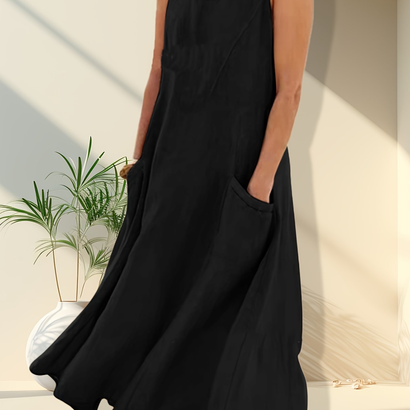 Plus Size Sleeveless Casual Round Neck Dress