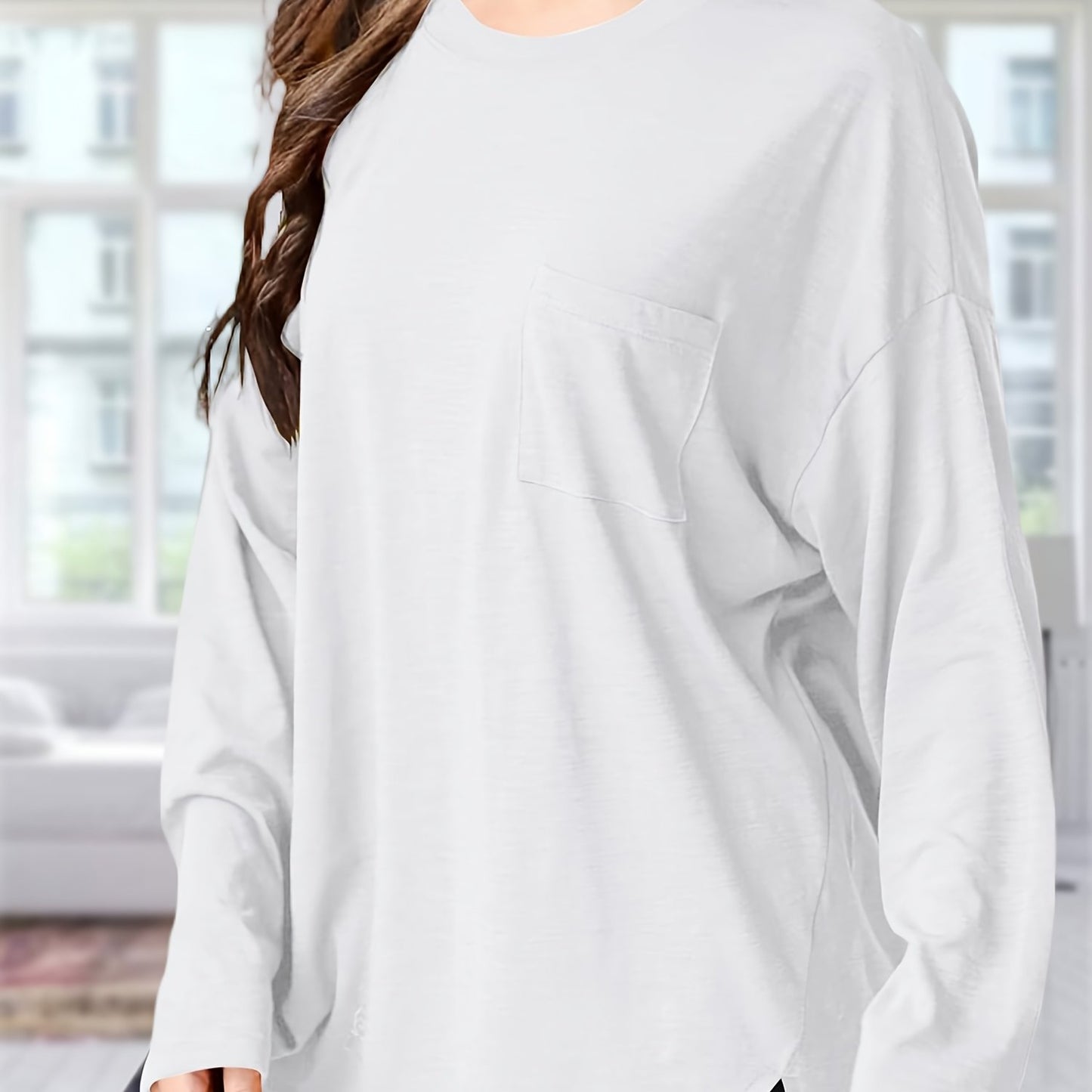 Women's Oversized Black Long Sleeve T-Shirt