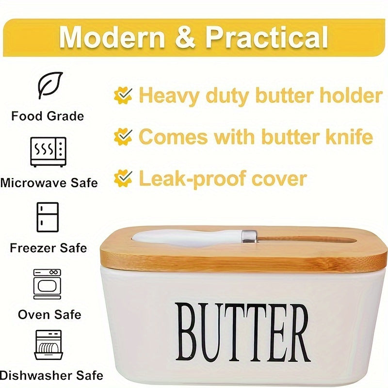 Ceramic Butter Dish With Bamboo Lid