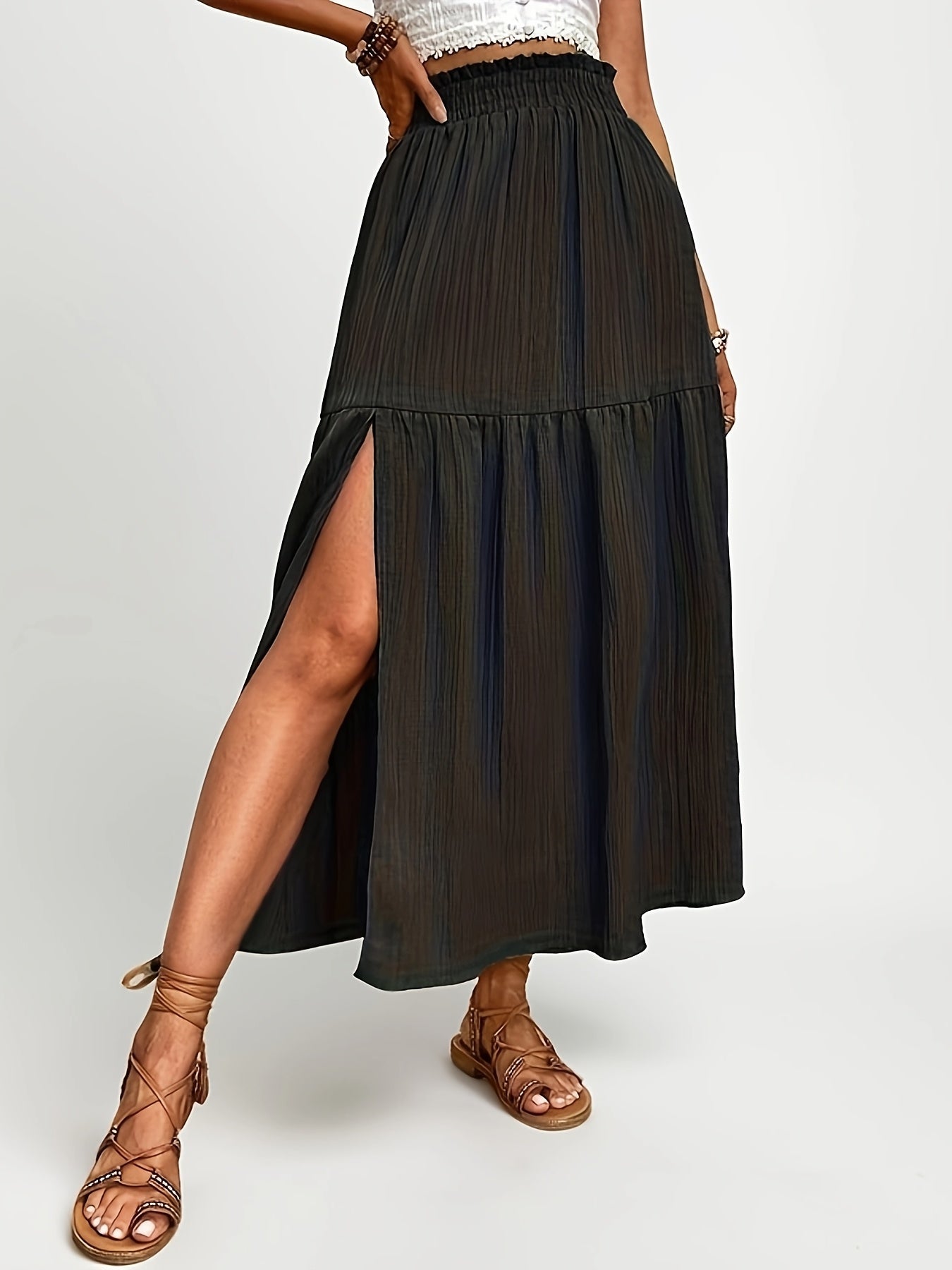 Women's High Slit Midi Skirt Casual Chic