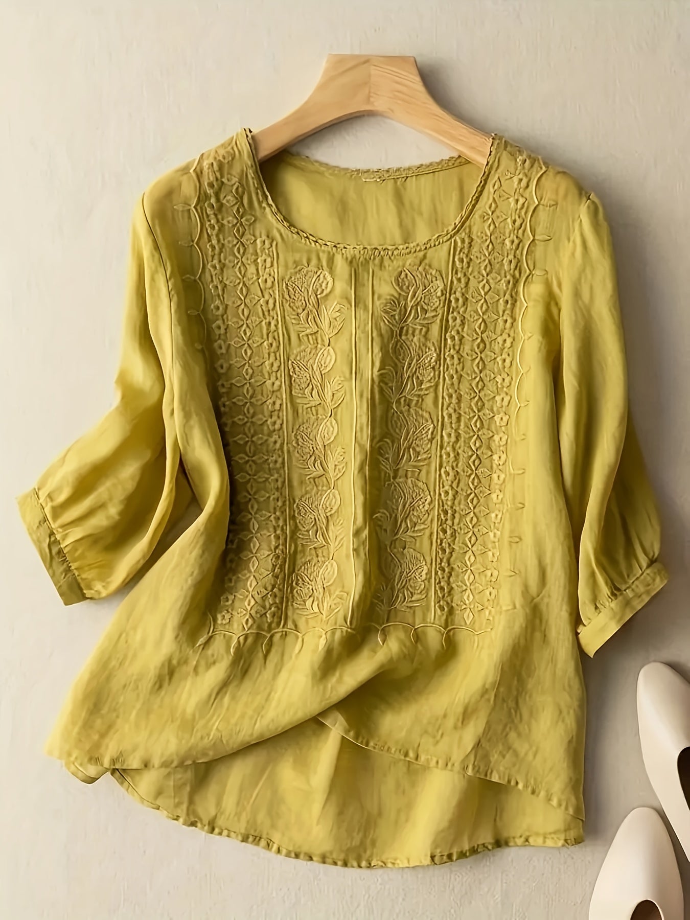 Embroidered Women's Summer T-Shirt Blouse