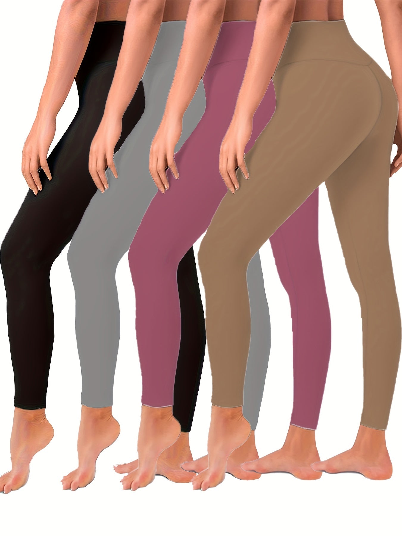High Waisted Butt Lift Leggings 4 Pack