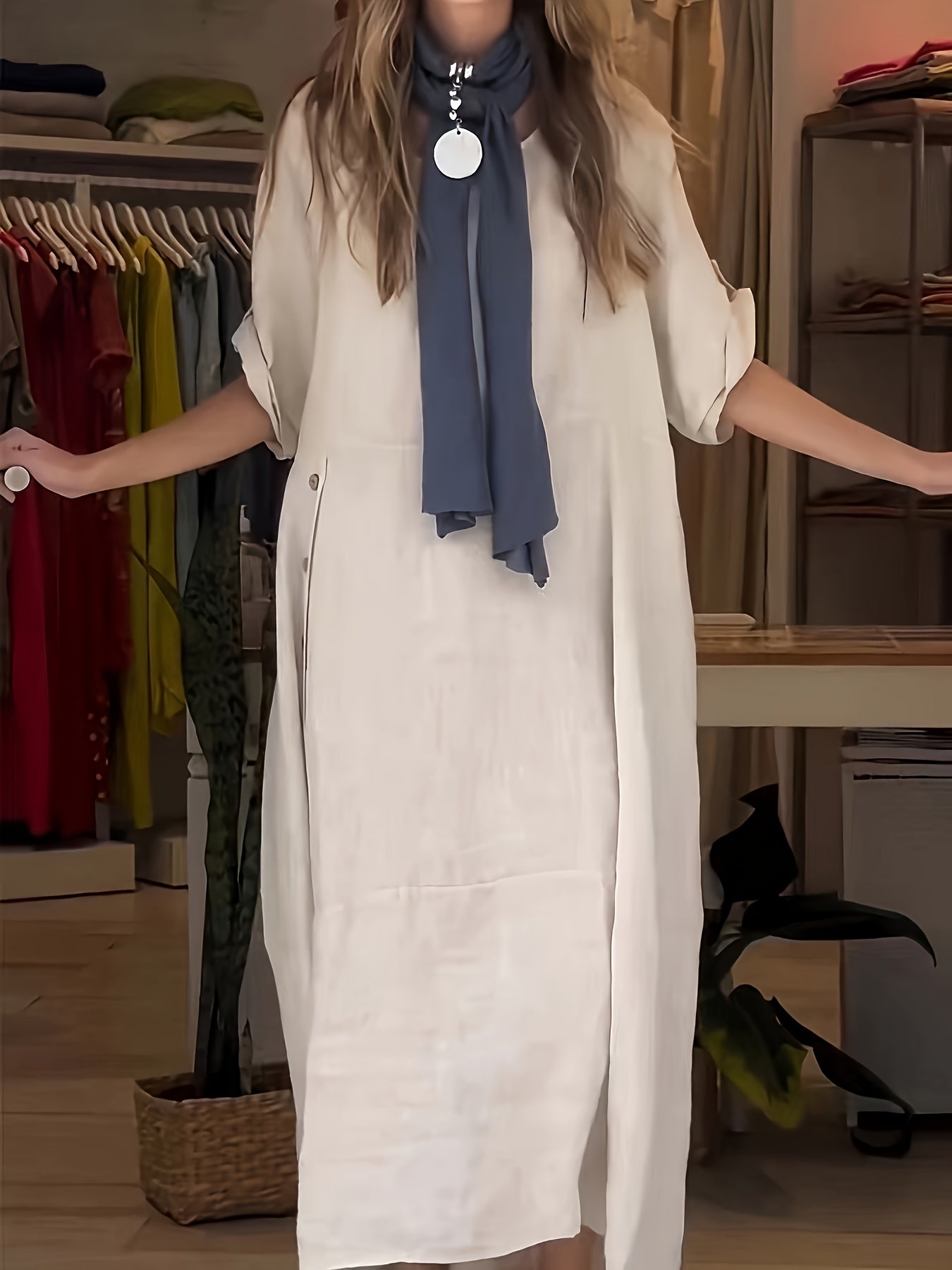 Plus Size Women's Casual Linen Dress