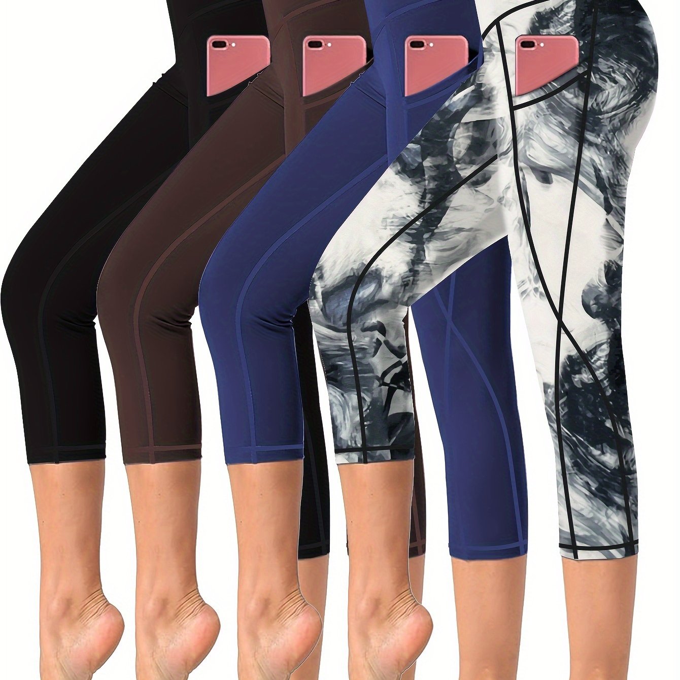 High-Waisted Yoga Capris with Pockets