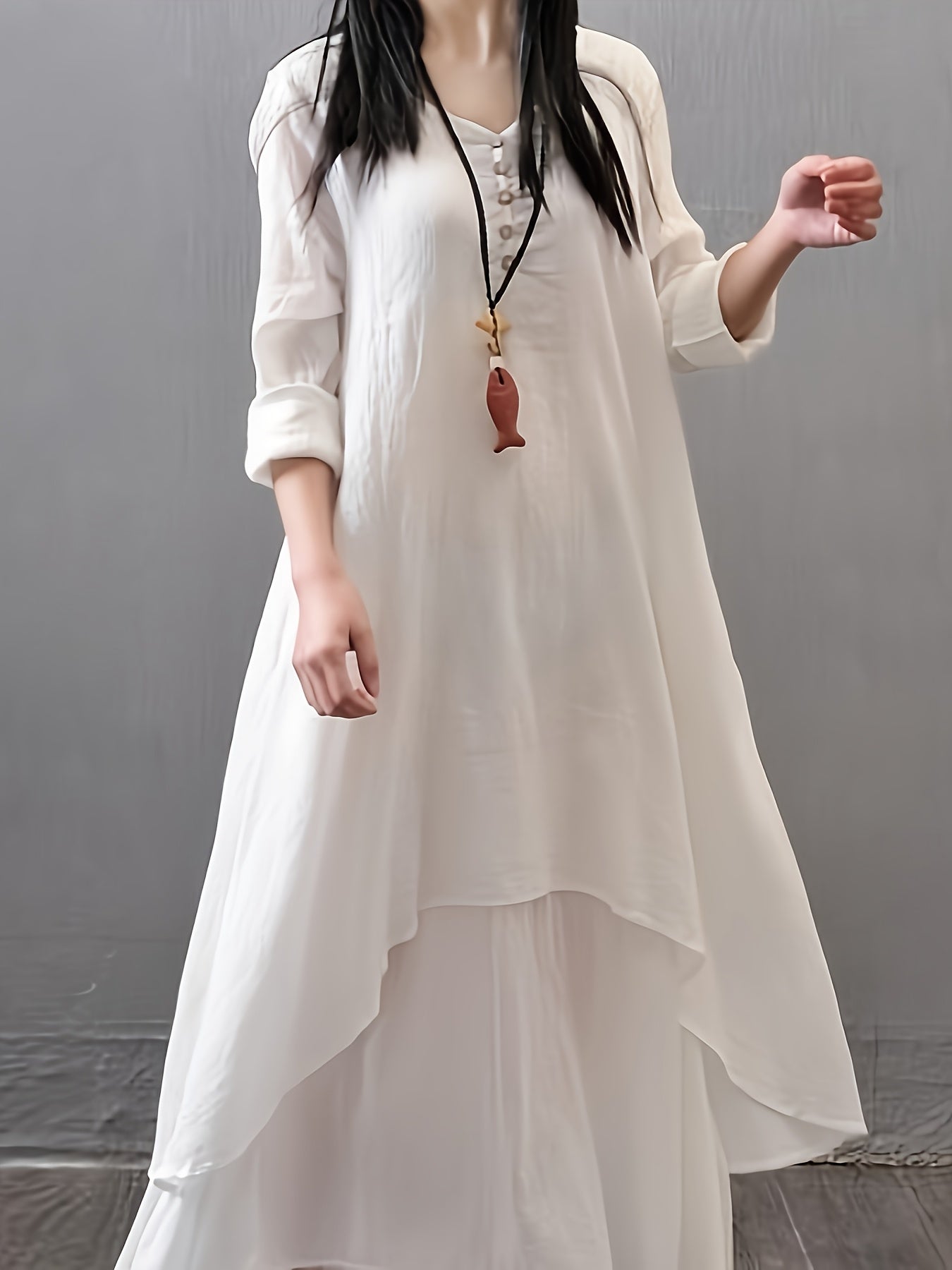 Women's Bohemian V-Neck Long Sleeve Dress