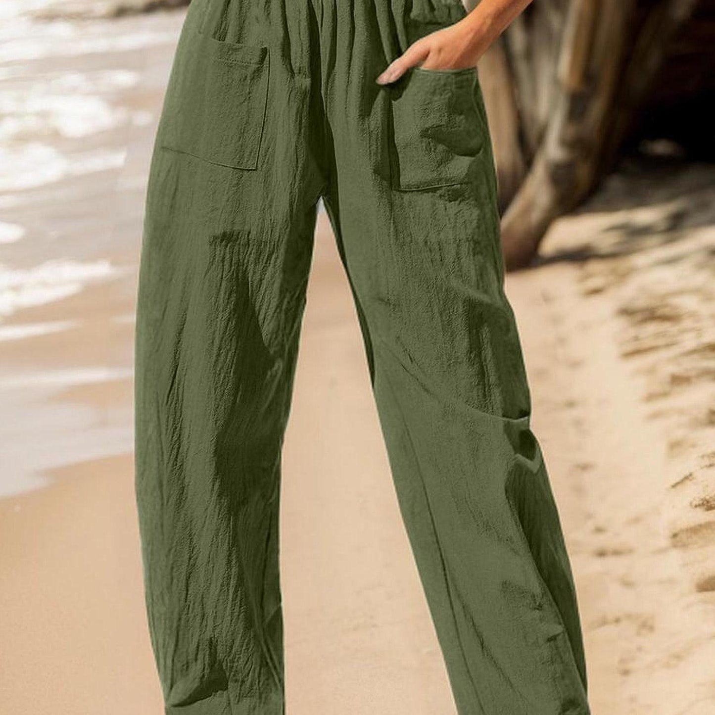 Women's Lightweight Casual Linen Blend Joggers