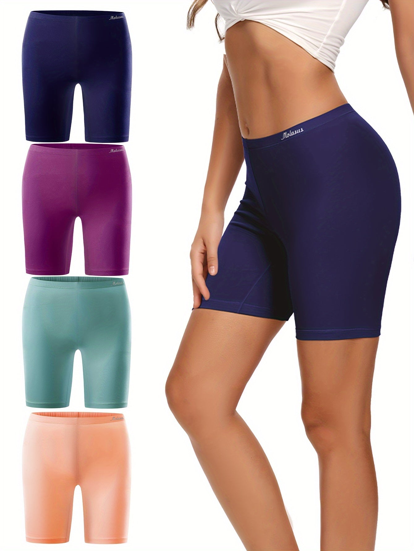 Molasus Women's Cotton Boxer Shorts 4 Pack
