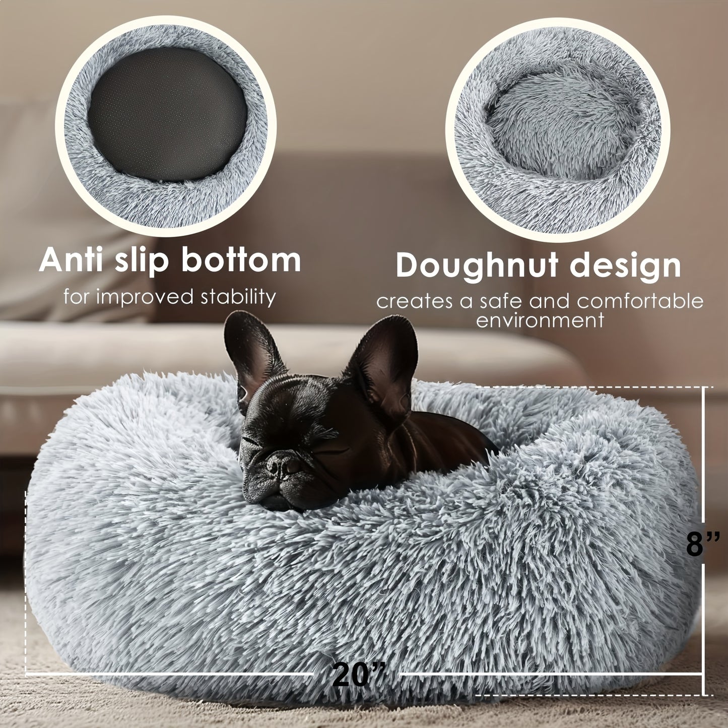 Calming Donut Pet Bed for Dogs and Cats
