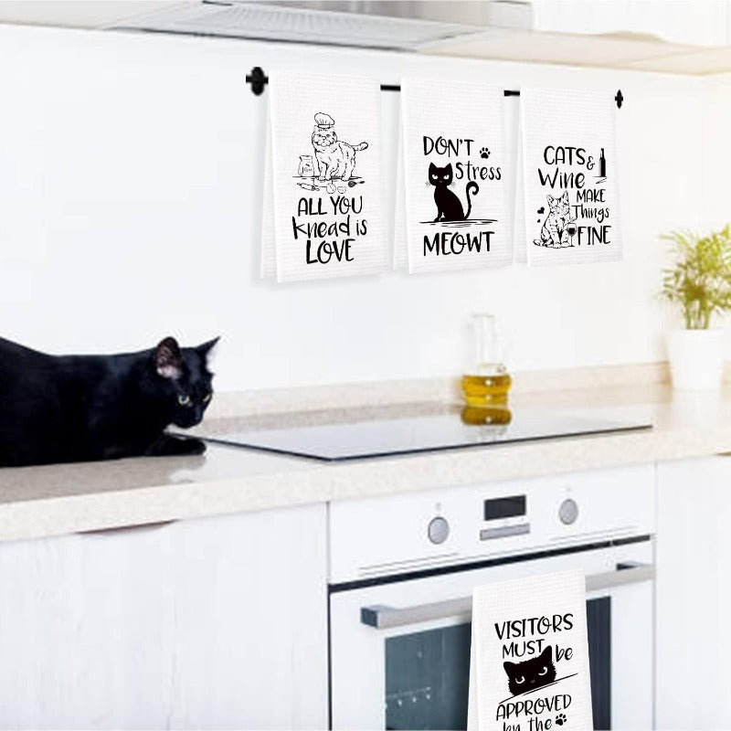 Modern Cartoon Cat Kitchen Towels Set