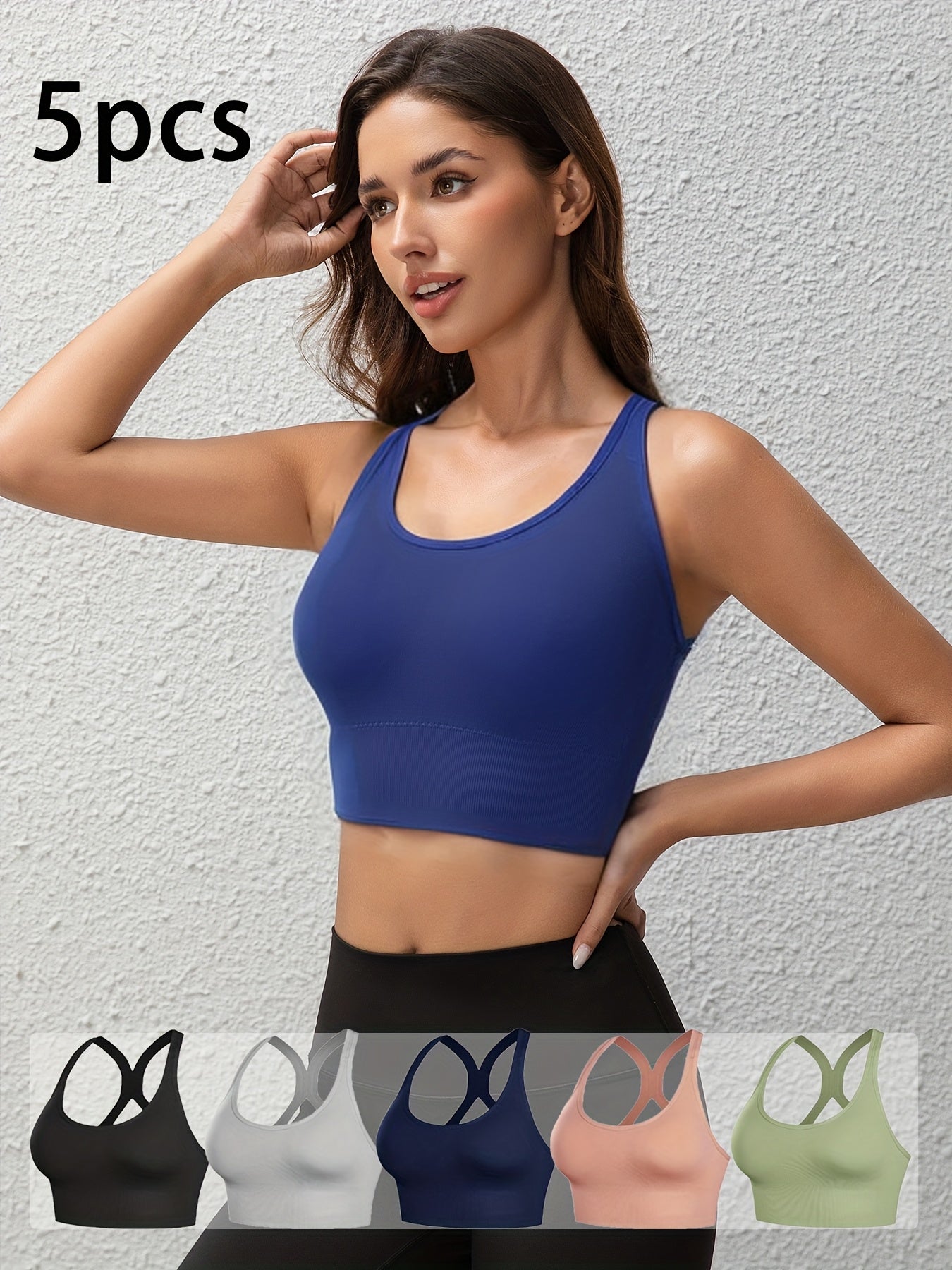 High-Support Wireless Sports Bra 5pcs Set