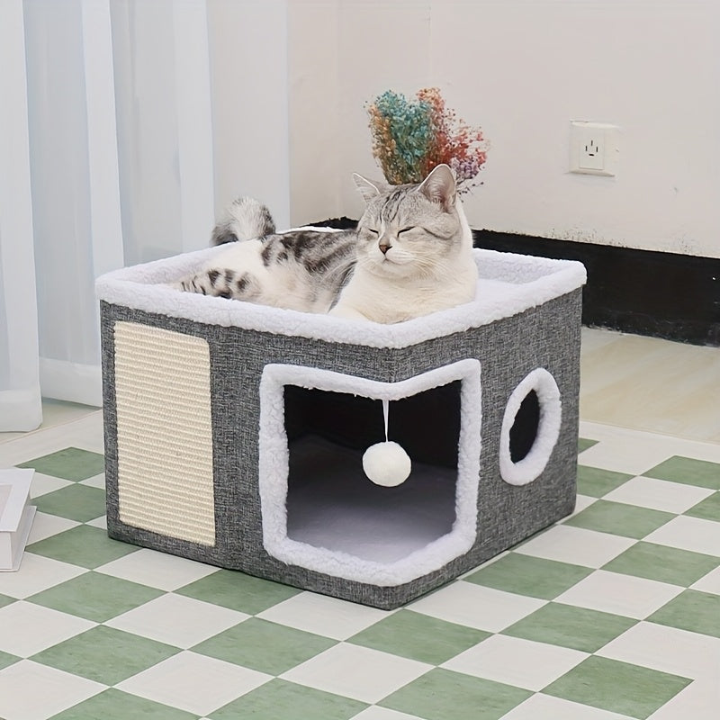 Luxury Multi-Level Cat House With Plush Cushions