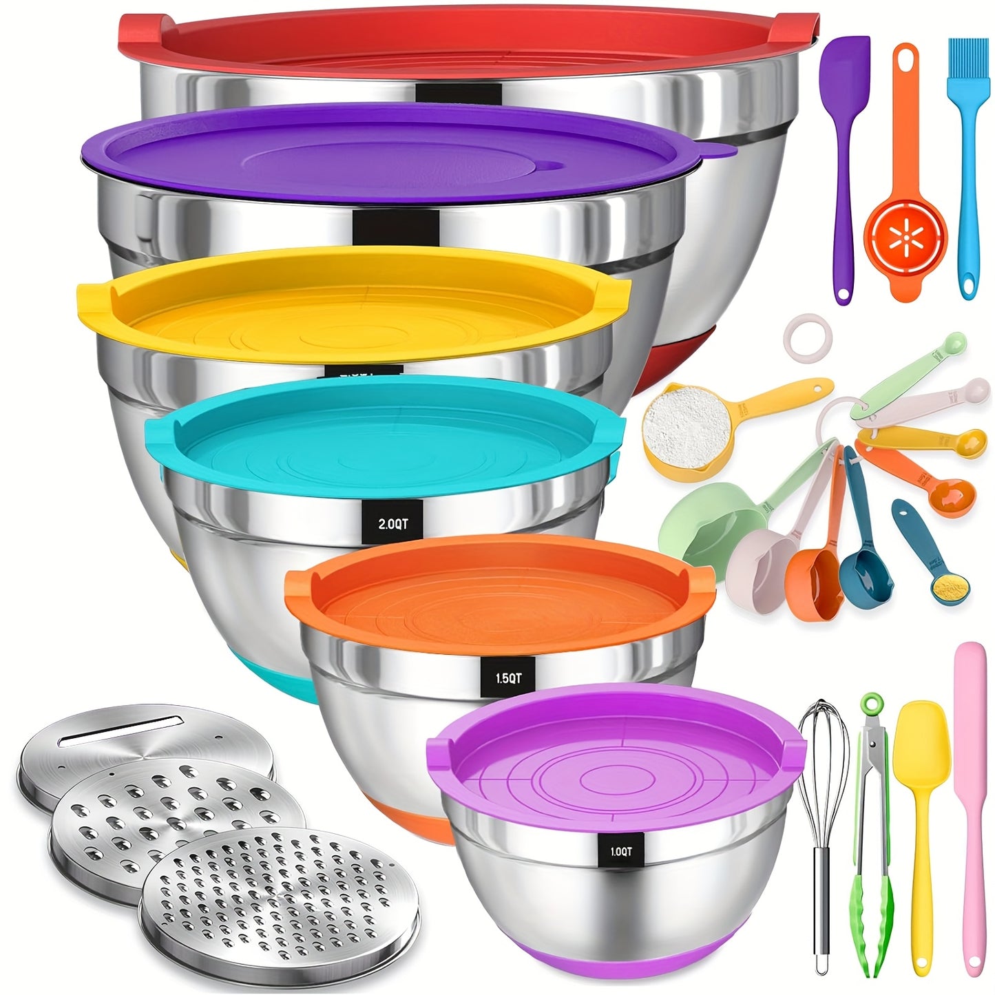 Stainless Steel Mixing Bowls Set with Lids