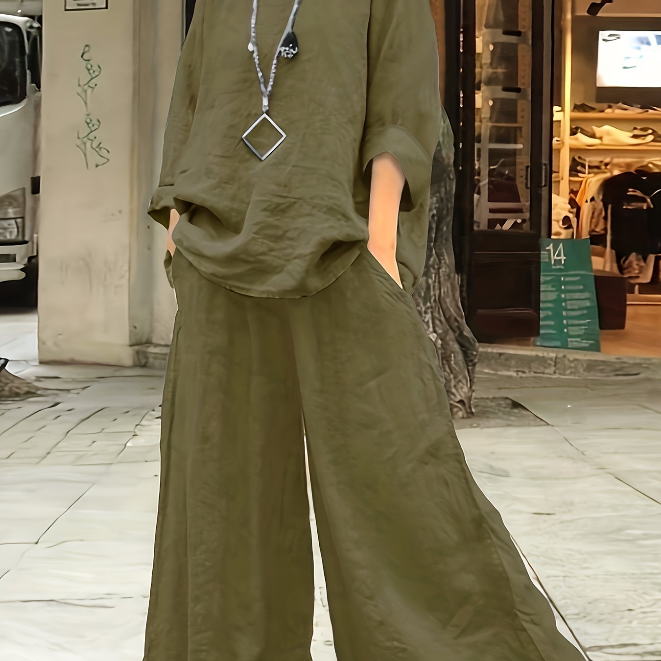 Plus Size Casual Pants Set for Spring