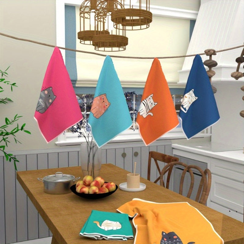 Cat Pattern Kitchen Towels Set of Six