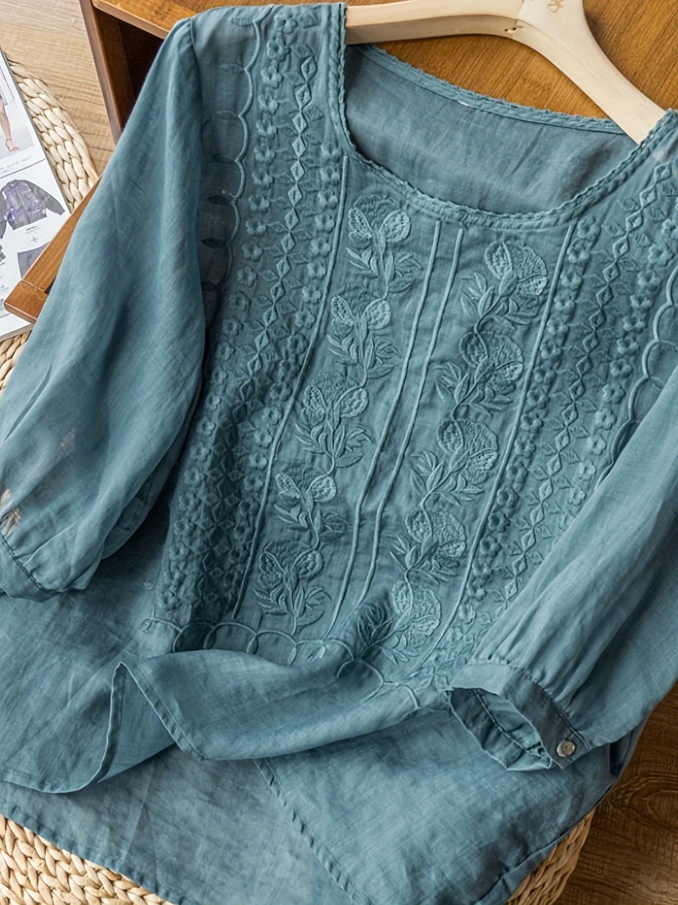 Women's Embroidered Cotton T-Shirt Various Colors