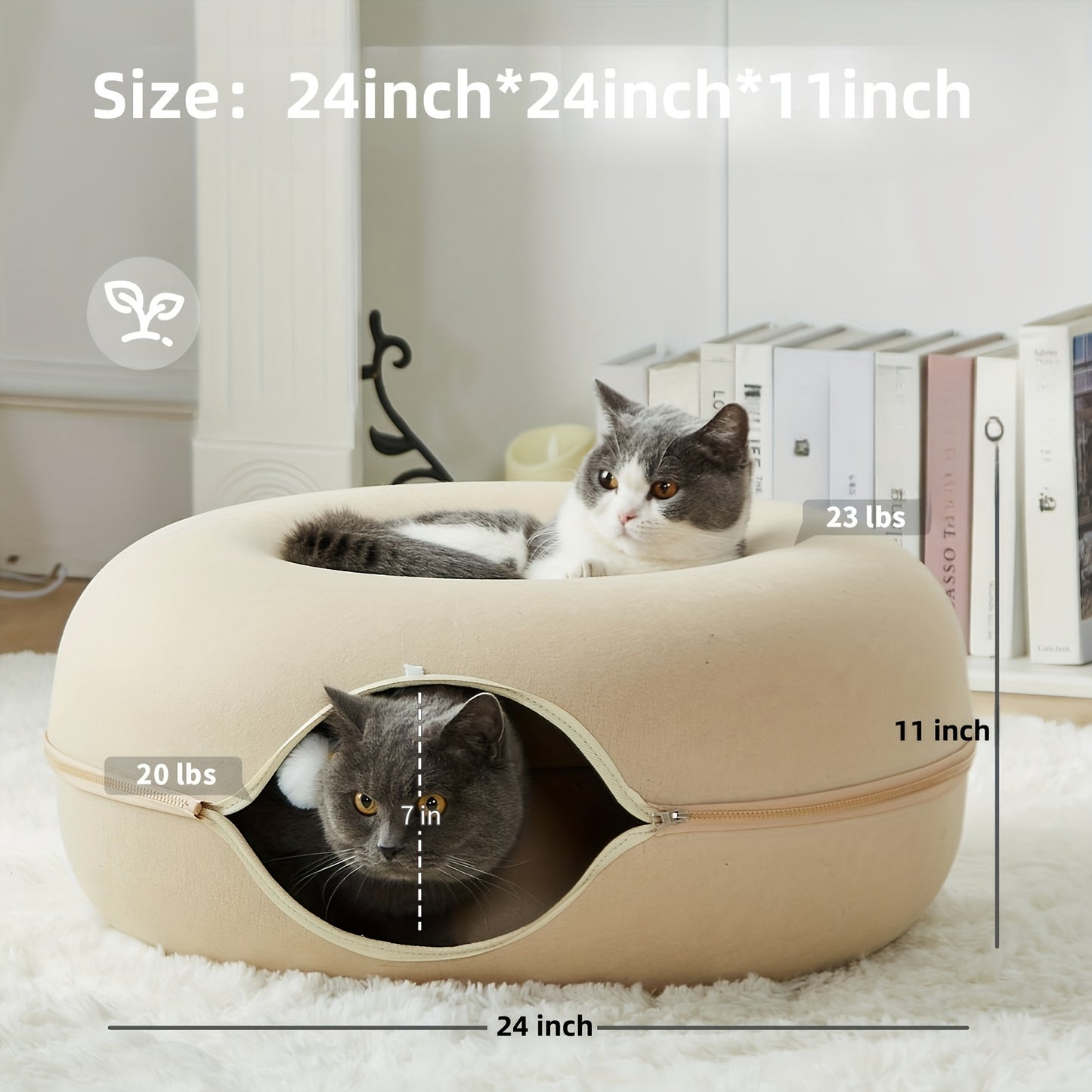 Peekaboo Cat Cave Donut Tunnel Bed