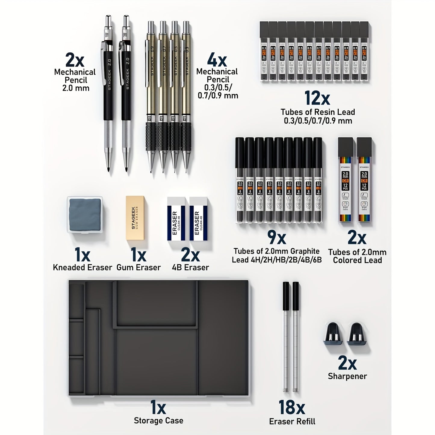 37 Piece Art Mechanical Pencil Set