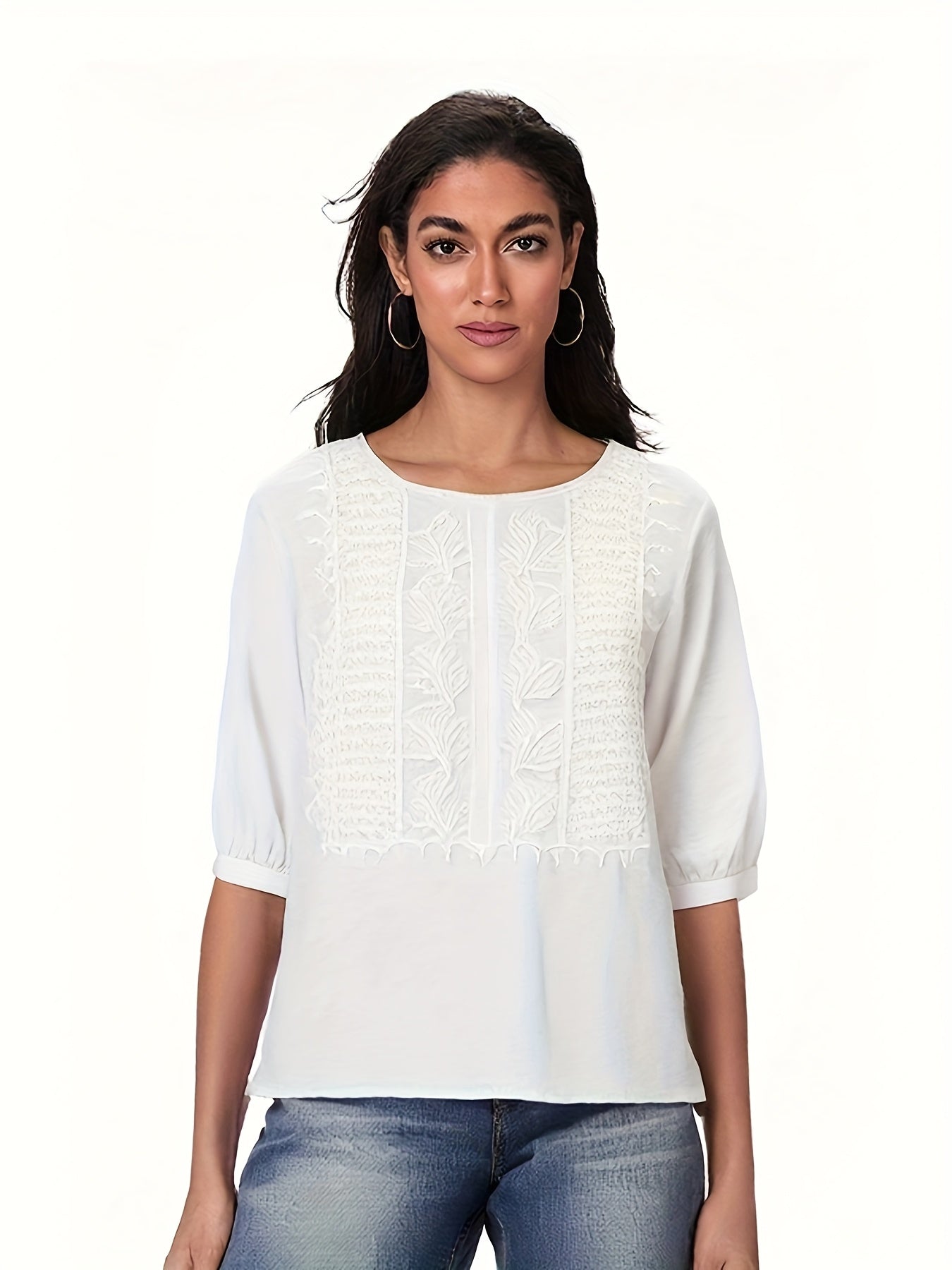 Embroidered Women's Summer T-Shirt Blouse