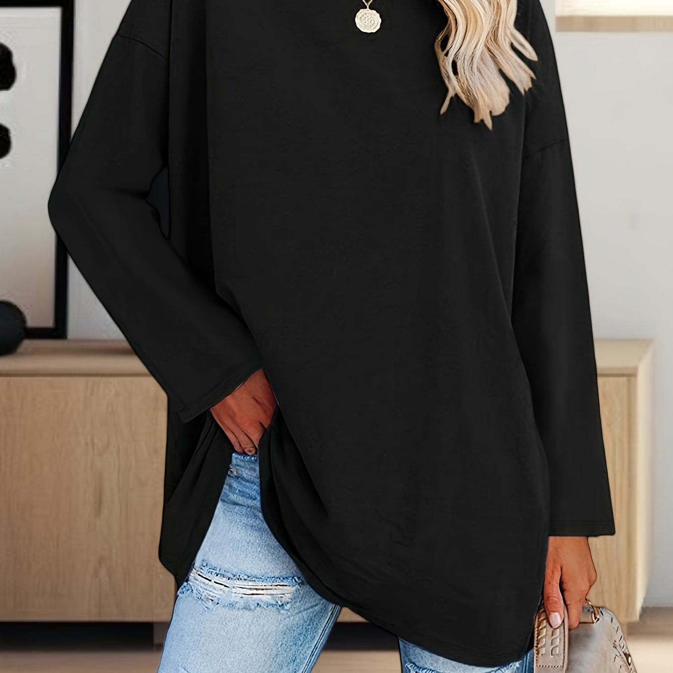 Women's Oversized Long Sleeve Tunic Tee