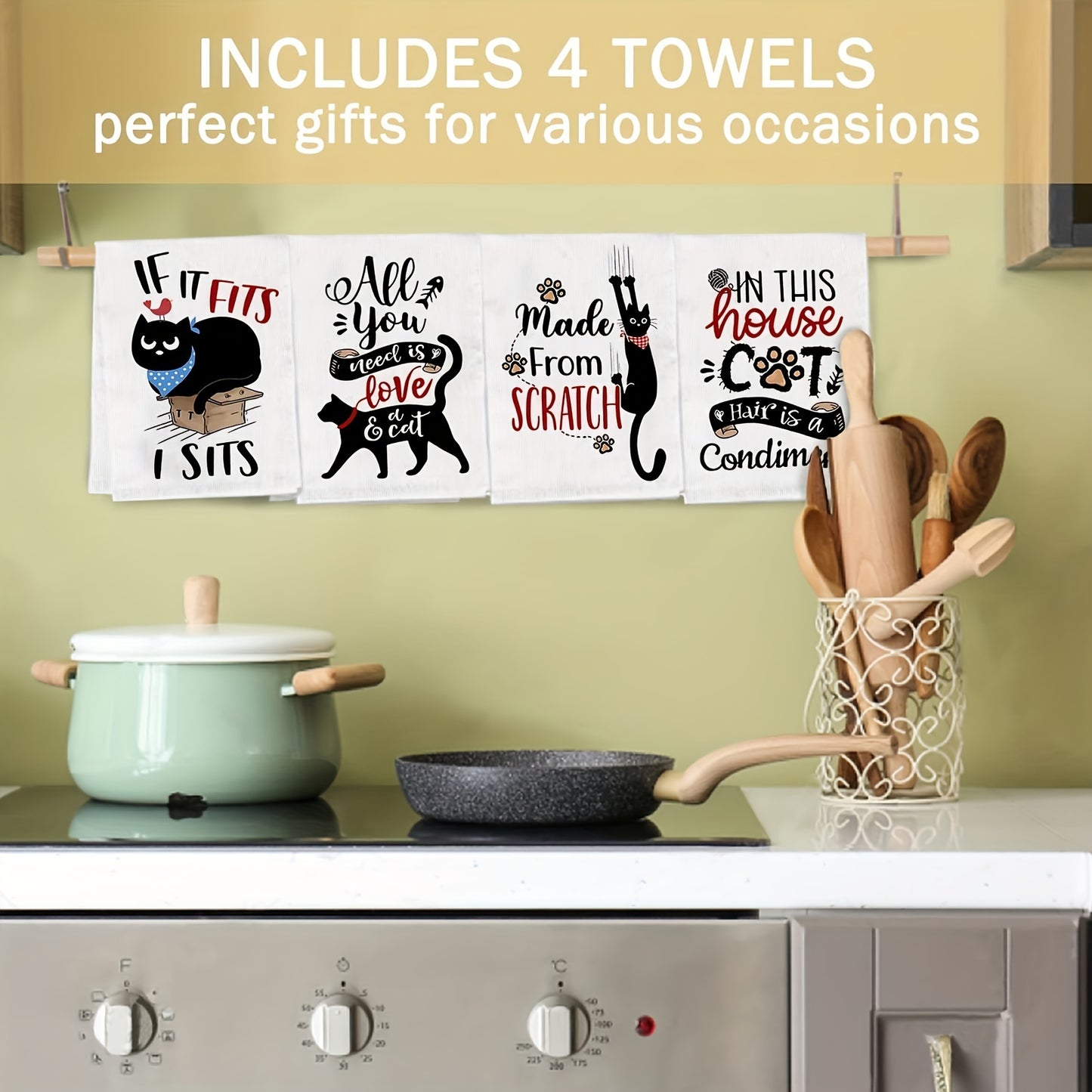 Cute Cat Kitchen Dish Towels Set