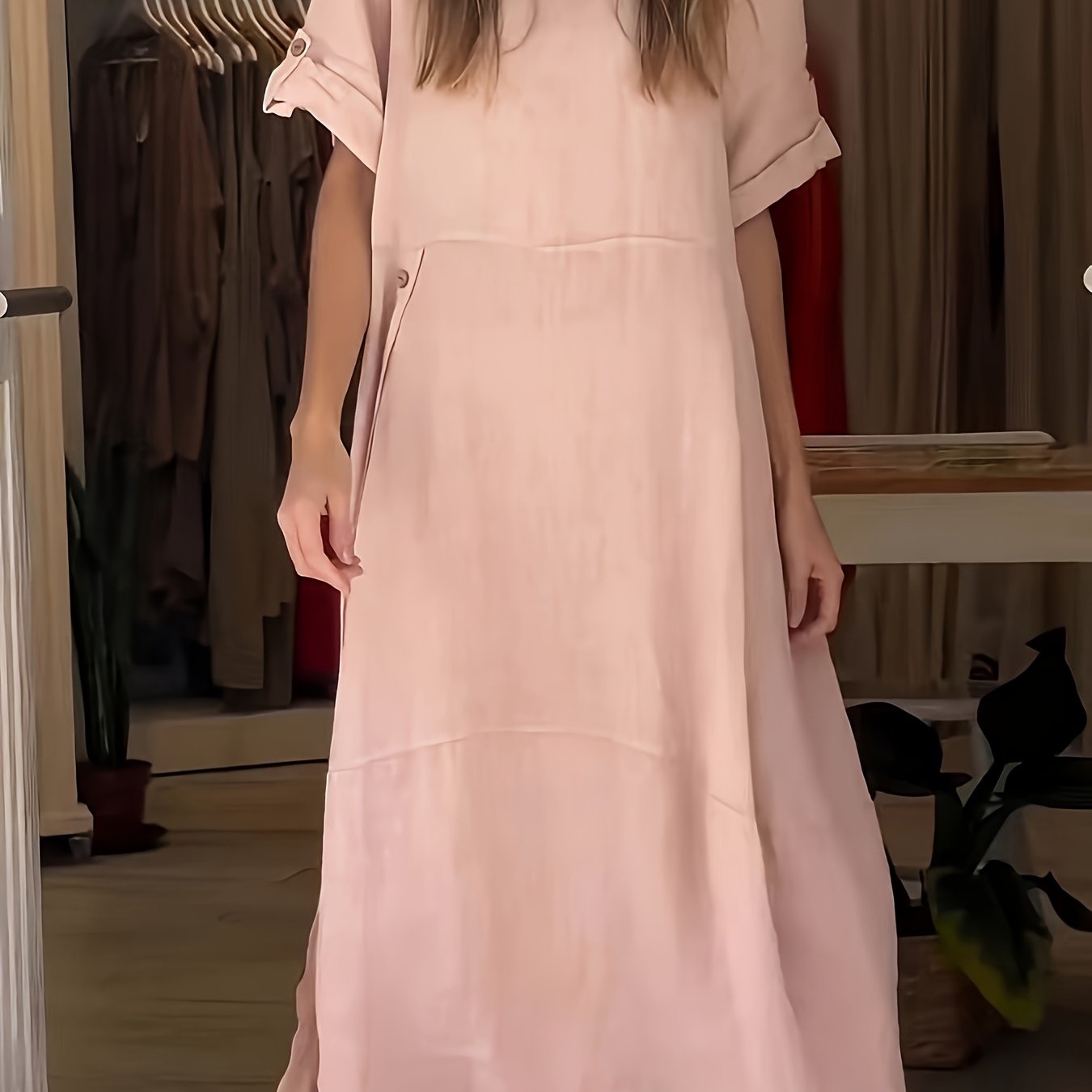 Plus Size Women's Casual Linen Dress